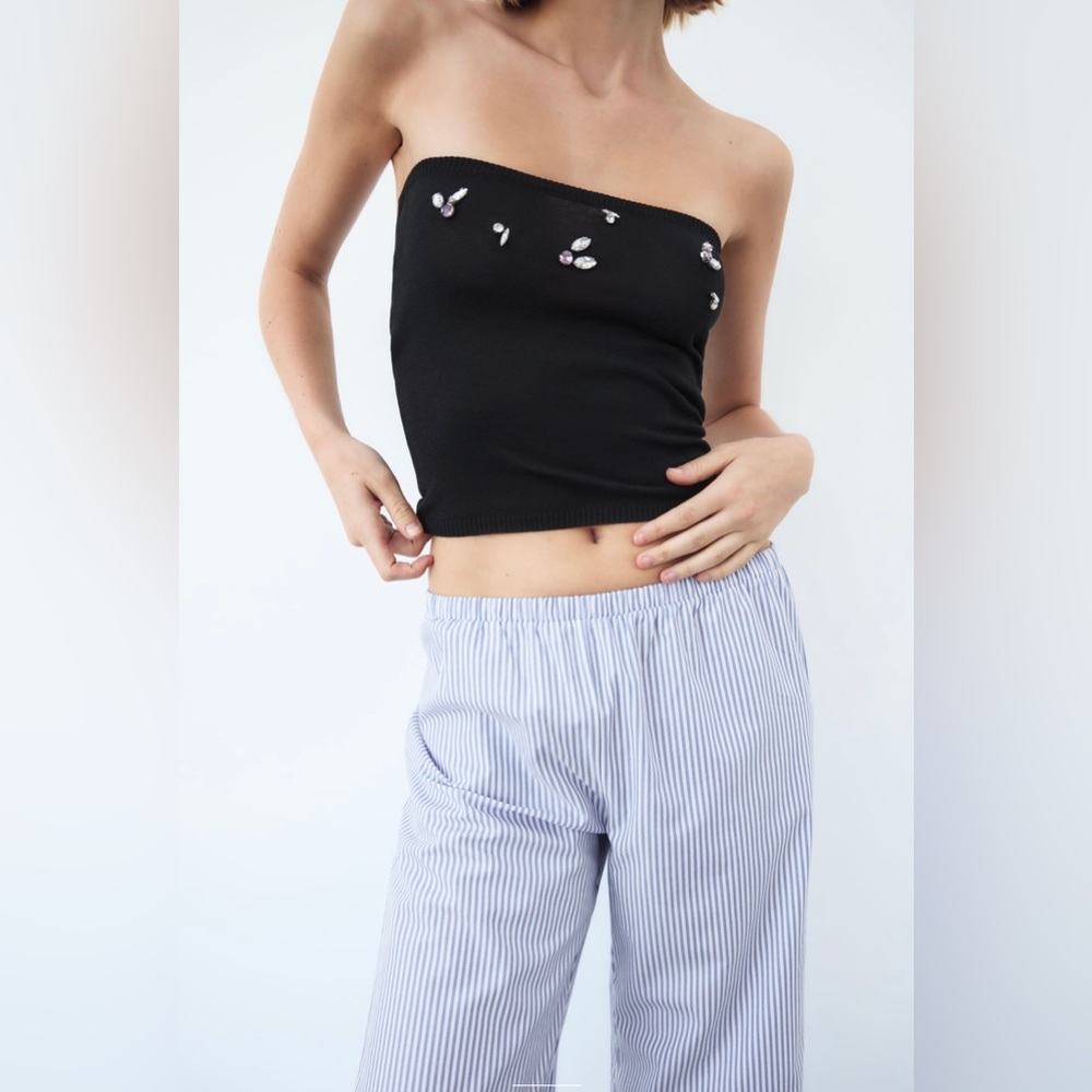 Zara 🖤🖤🖤Black Jewel Bandeau Top - Sz Med -NWT